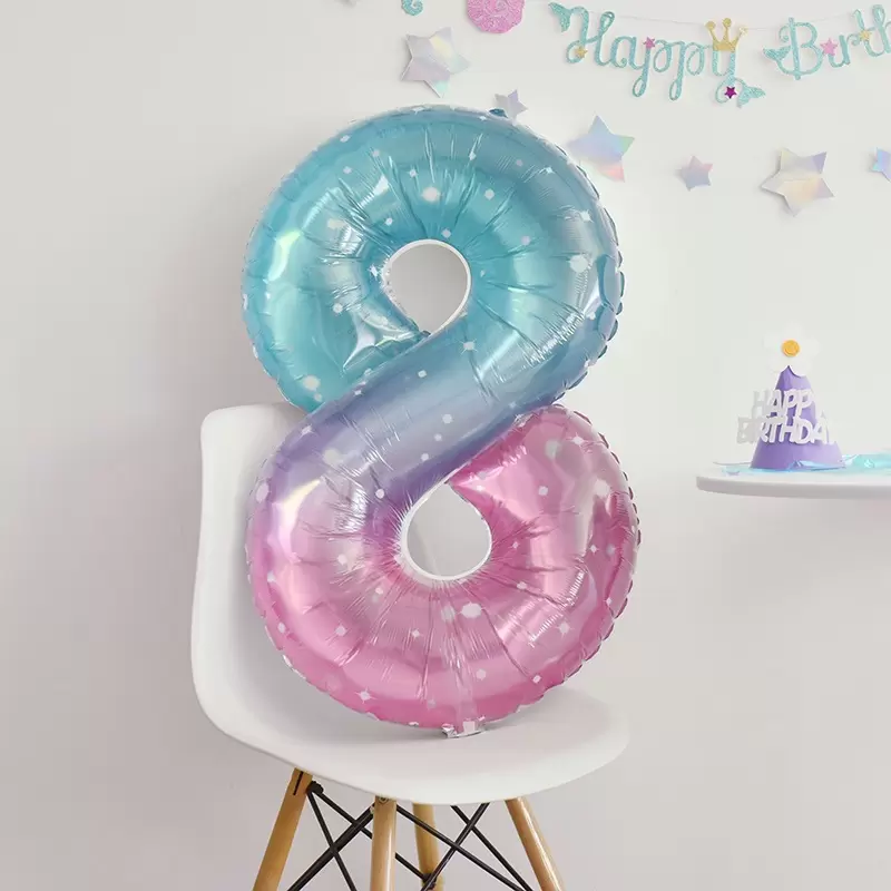 Шар с гелием (34''/86 см) Цифра, 8 Нежные искры, Цвет Розовый, Градиент