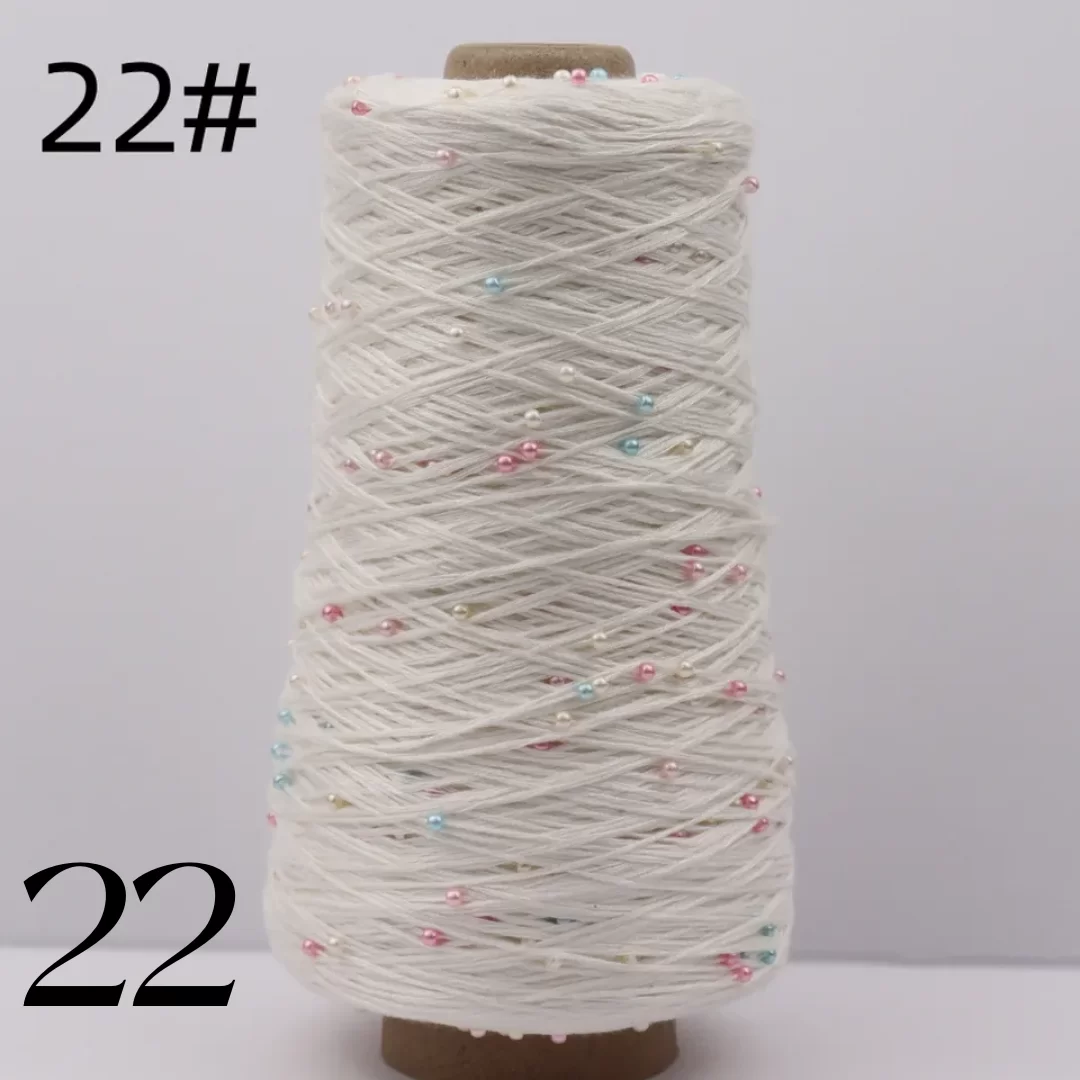 Бусины на хлопке, Цвет 22, Белый+розово-голубой