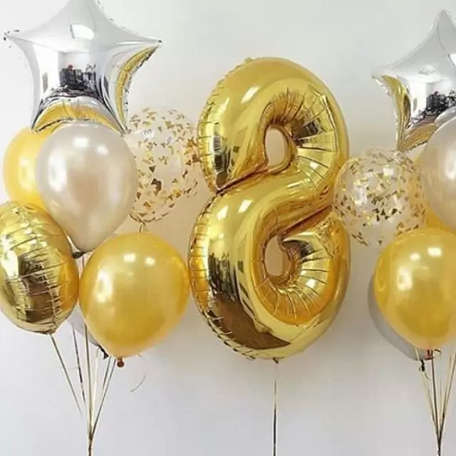 Шар с гелием (40"/102 см) Цифра, 8, Золото