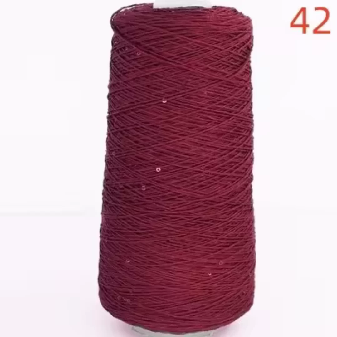 Пряжа Лён 95% с Пайетками 5% 50г, Цвет 42, Бордовый