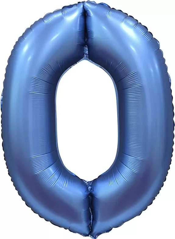 Шар с гелием (34"/86 см) Цифра, 0, Синий, Сатин