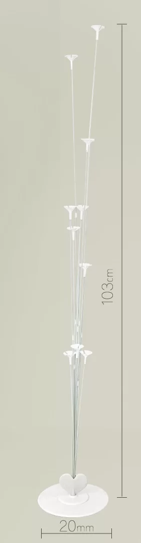 Стойка для шаров Фонтан Сердце, 11 насадок, 1 м, 1 шт.