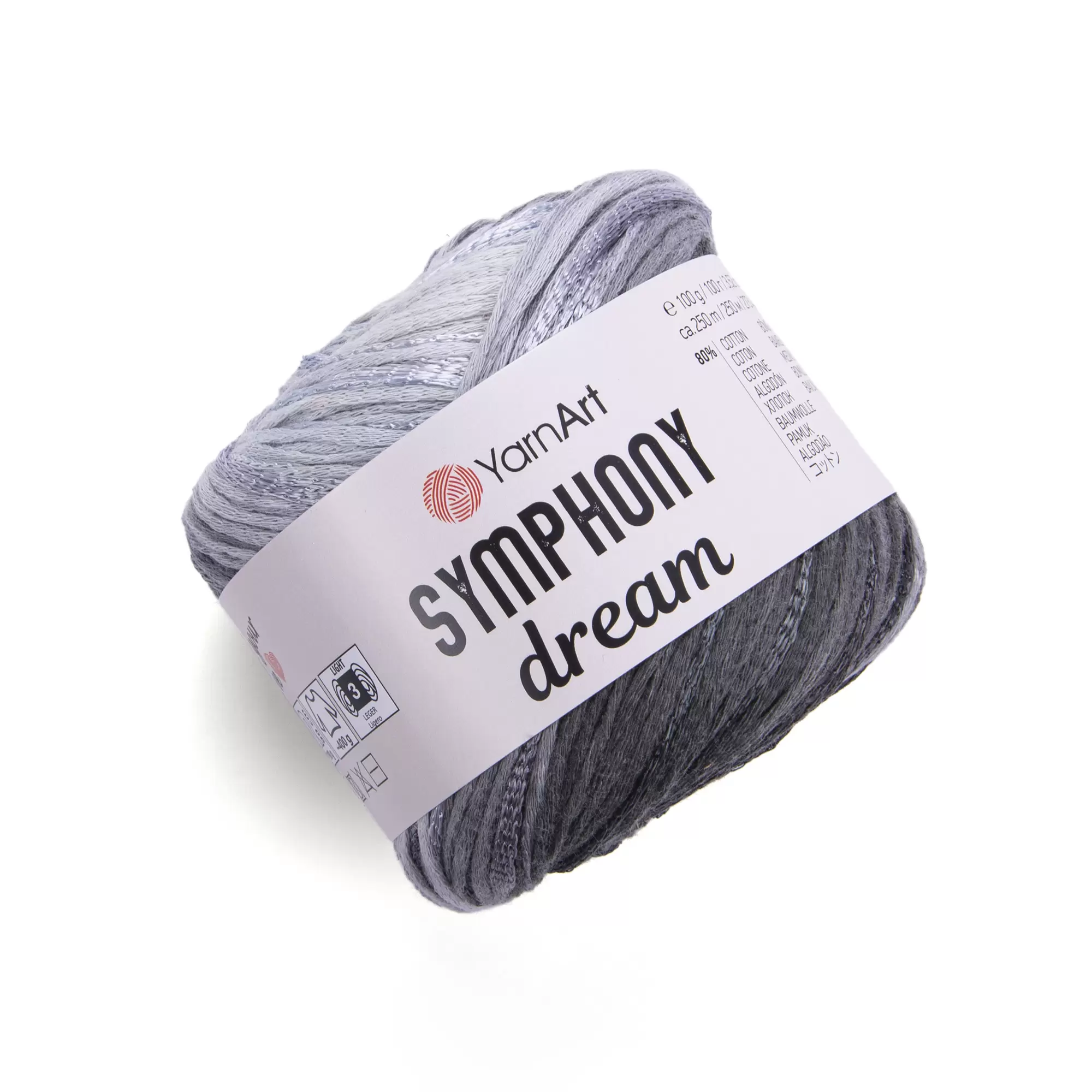 Пряжа Yarnart Symphony Dream 3118 Светло-Серый с Графитом