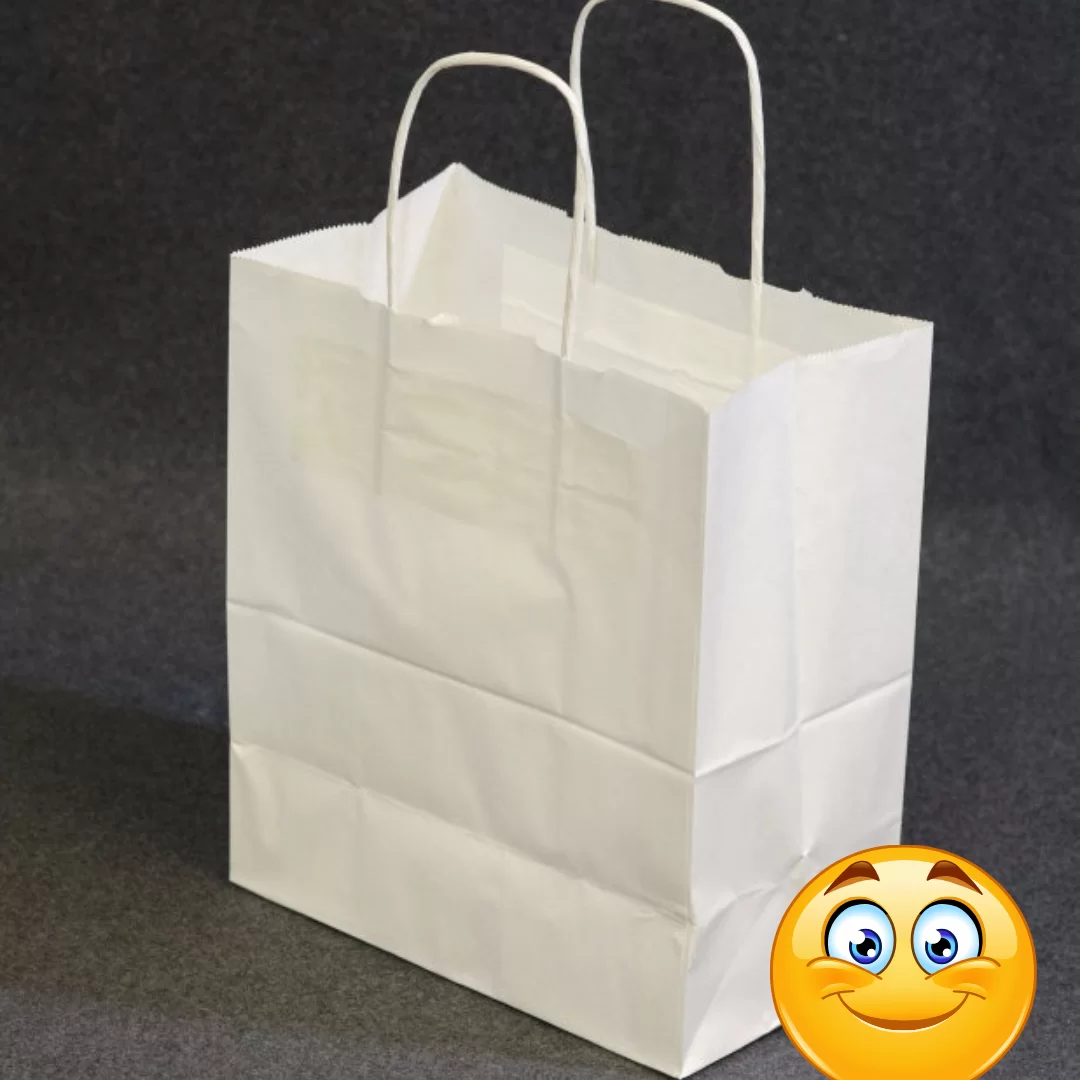Крафт-пакет с кр. ручкой 320х200х370, белый