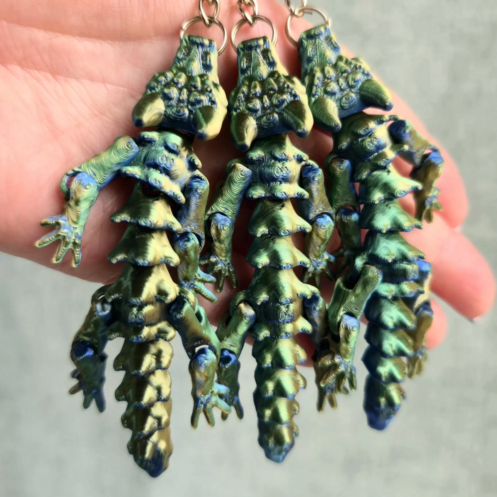 3Д Брелок Дракончик флекси 9,5х4см, Golden/Green/Blue