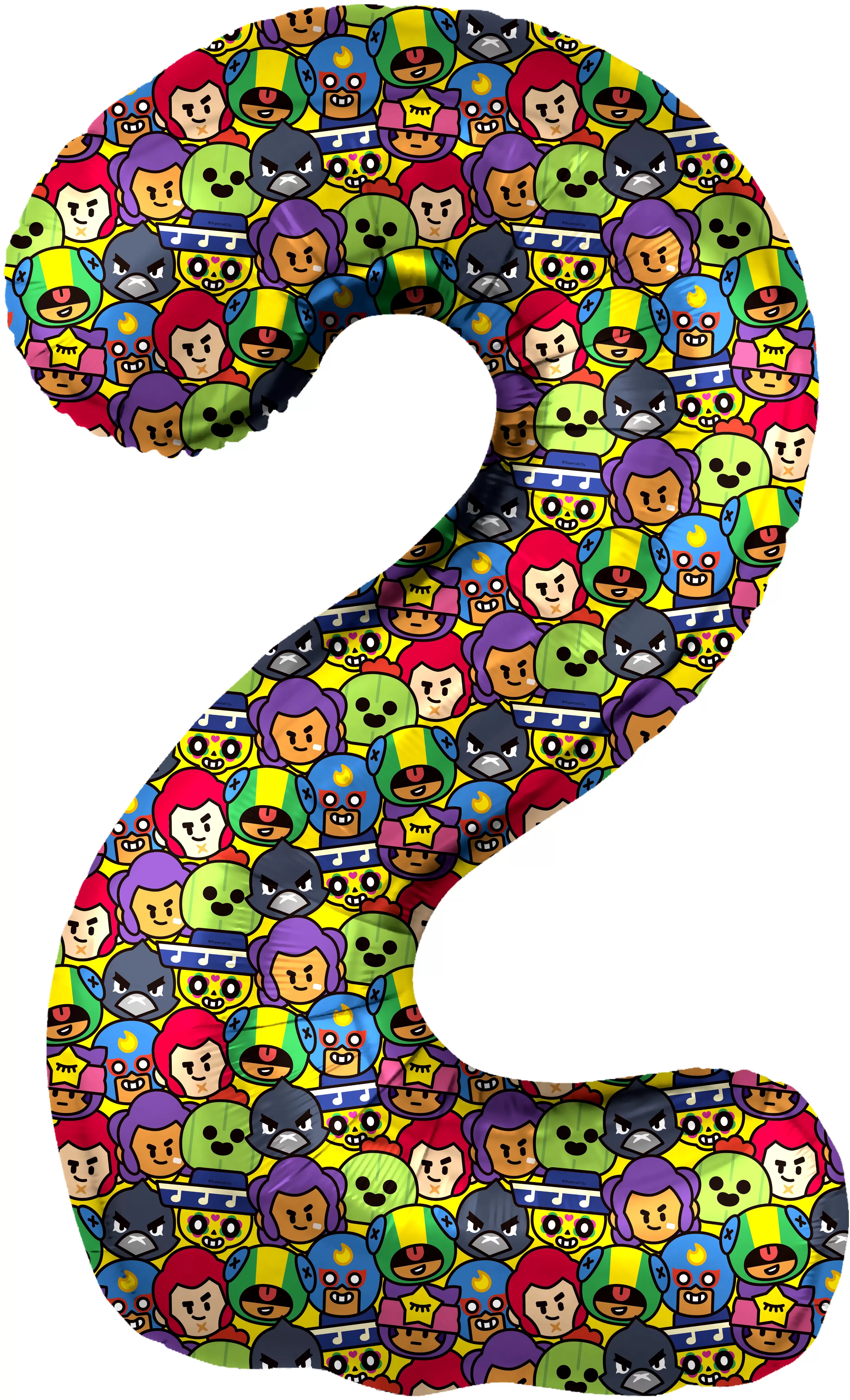 Шар с гелием (34"/86 см) Цифра, 2 Бравл Старс