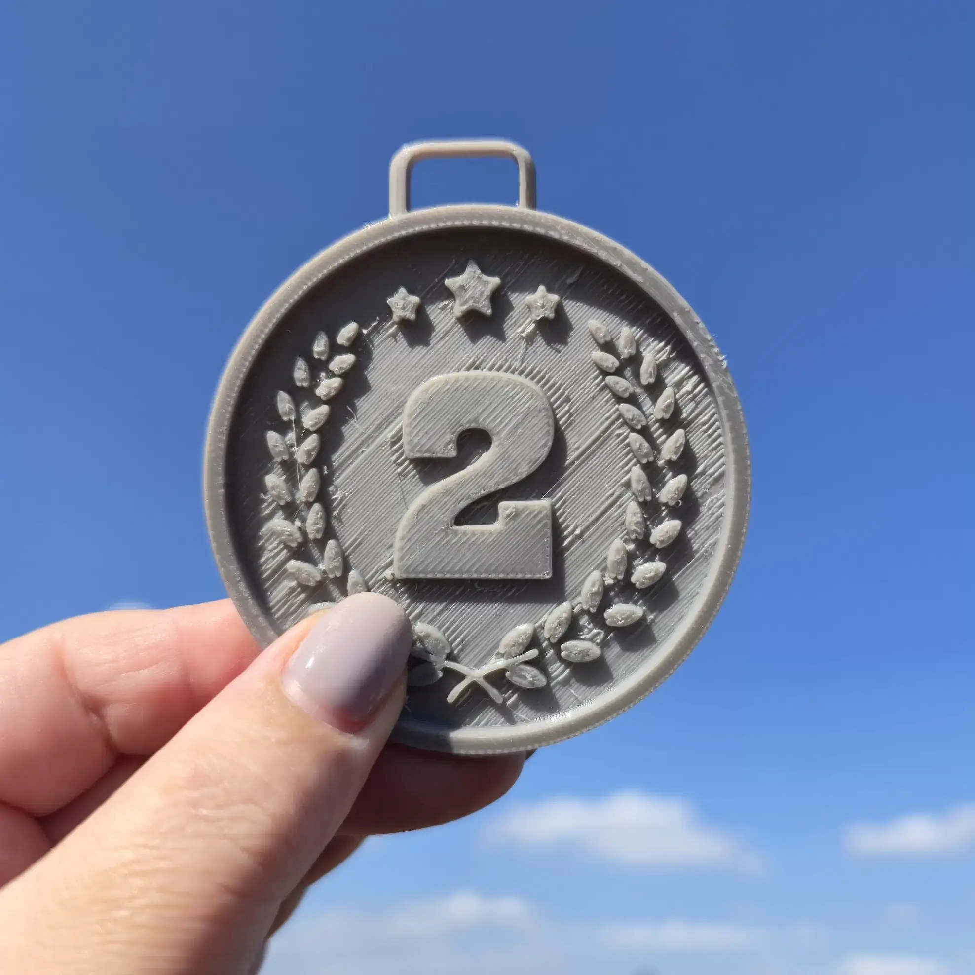 3Д Медаль 2 место 6,5х7,5 см, Цвет Серебро