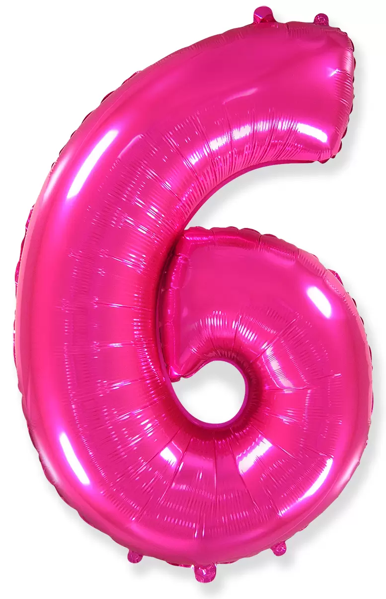 Шар с гелием (40"/102 см) Цифра, 6, Фуше,