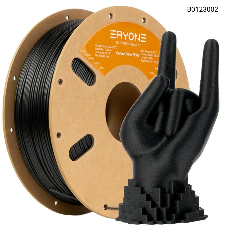 Пластик для 3D принтера Eryone Carbon Fiber PETG 1.75mm, 1KG/roll, Цвет Black