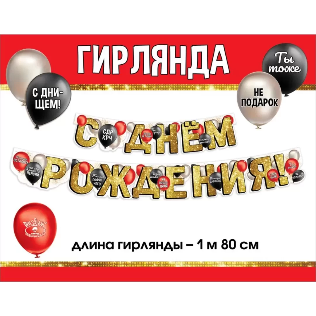 Гирлянда на люверсах "С днем рождения!", 1804415