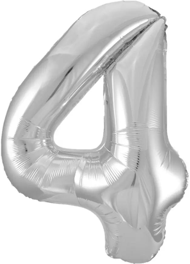Шар с гелием (34"/86 см) Цифра, 4, Серебро