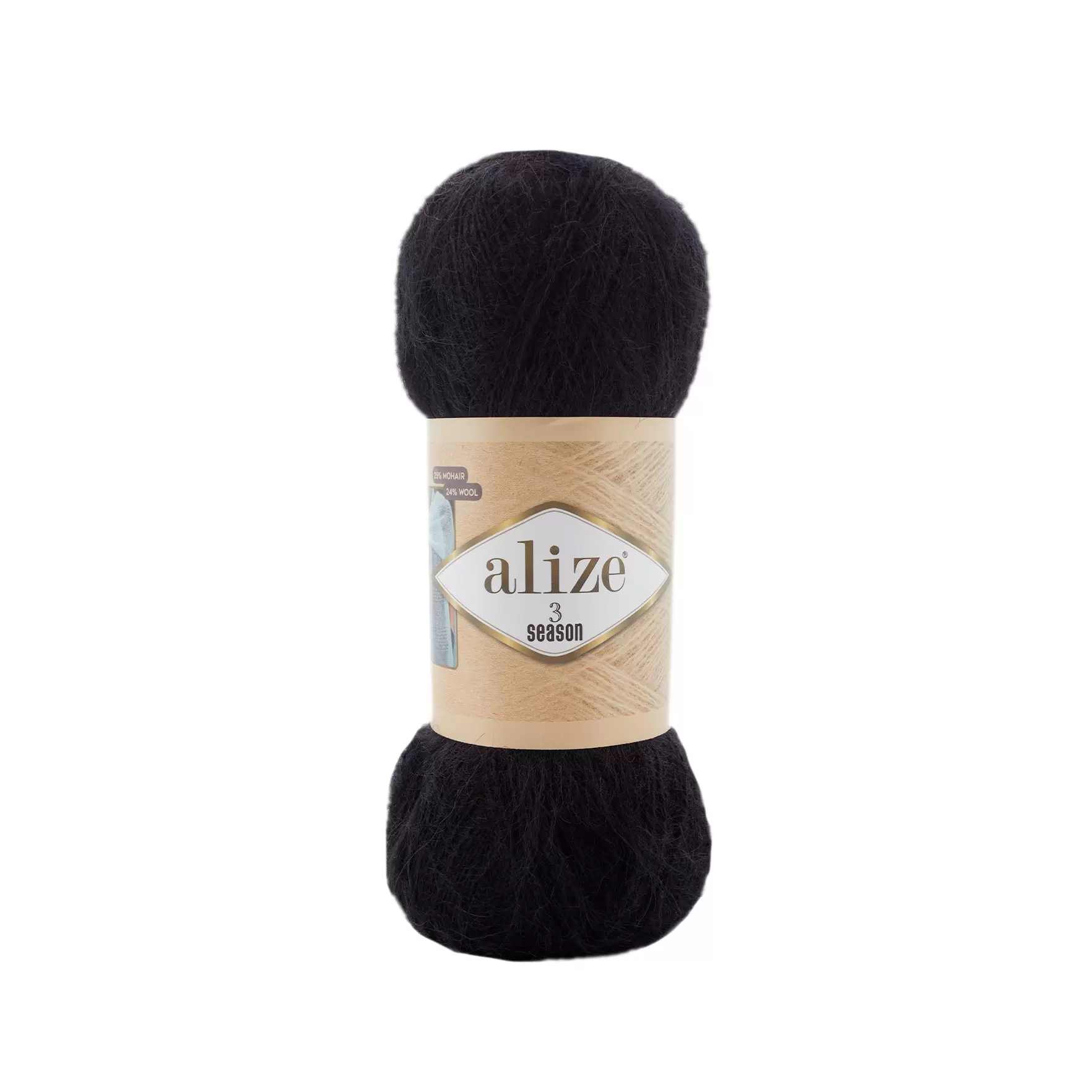 Пряжа Alize 3 Season цвет 60 Чёрный