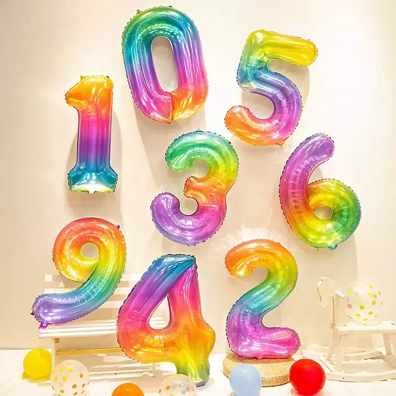 Шар с гелием (34"/86 см) Цифра, 0, Мармеладный леденец, Градиент