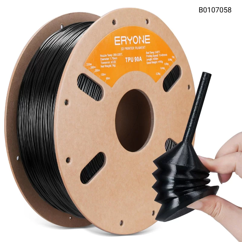 Пластик для 3D принтера Eryone TPU (90A) 1.75mm, 1KG/roll, Цвет Black