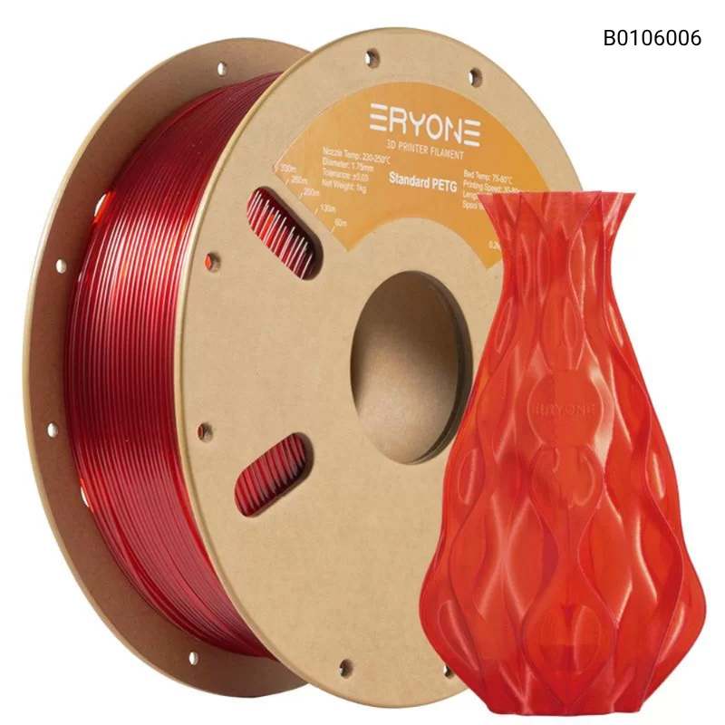 Пластик для 3D принтера Eryone PETG 1.75mm, 1KG/roll, Цвет Transparent Red