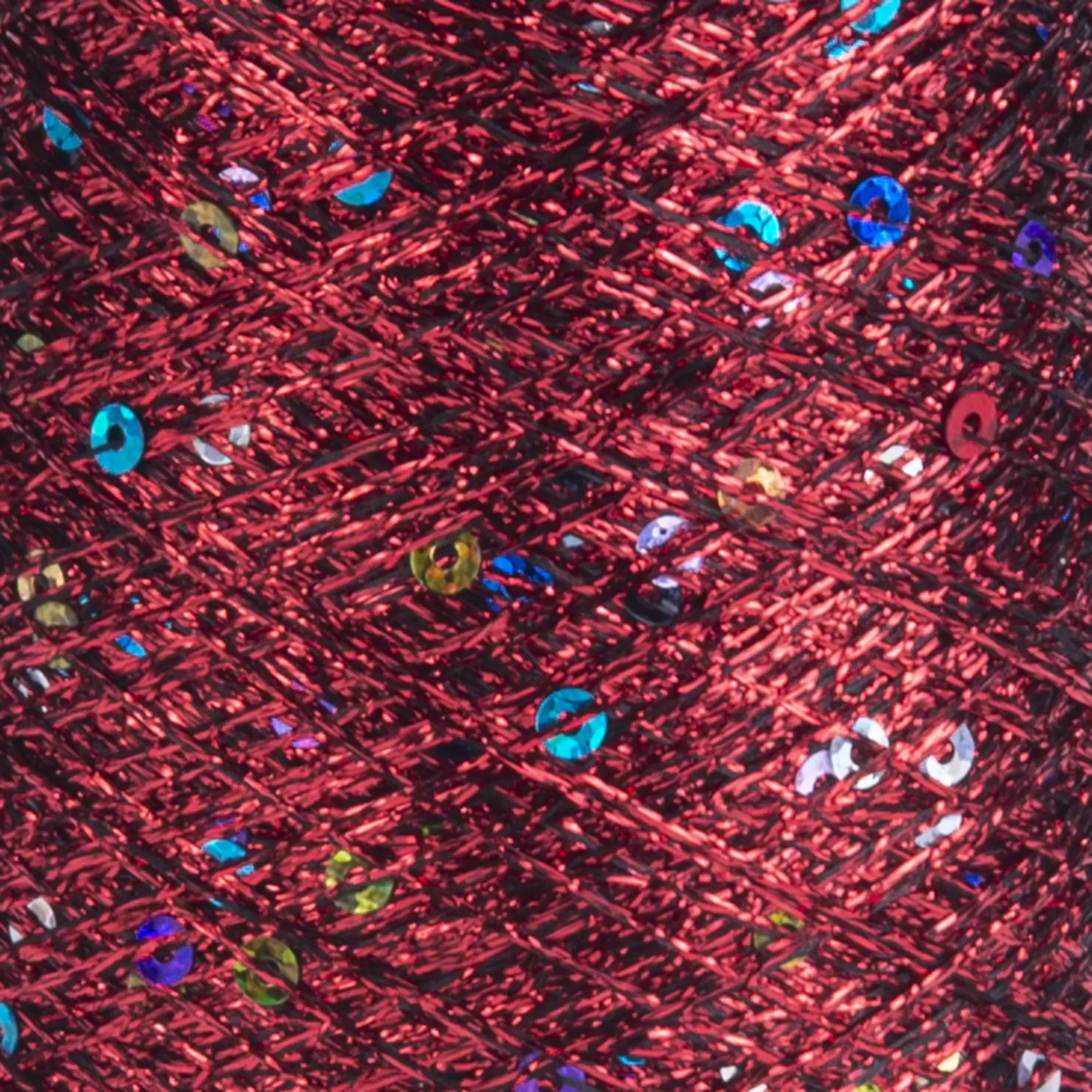 Пайетки на люрексе Yarnart Paillettes, 8006 Красный с мульти пайеткой