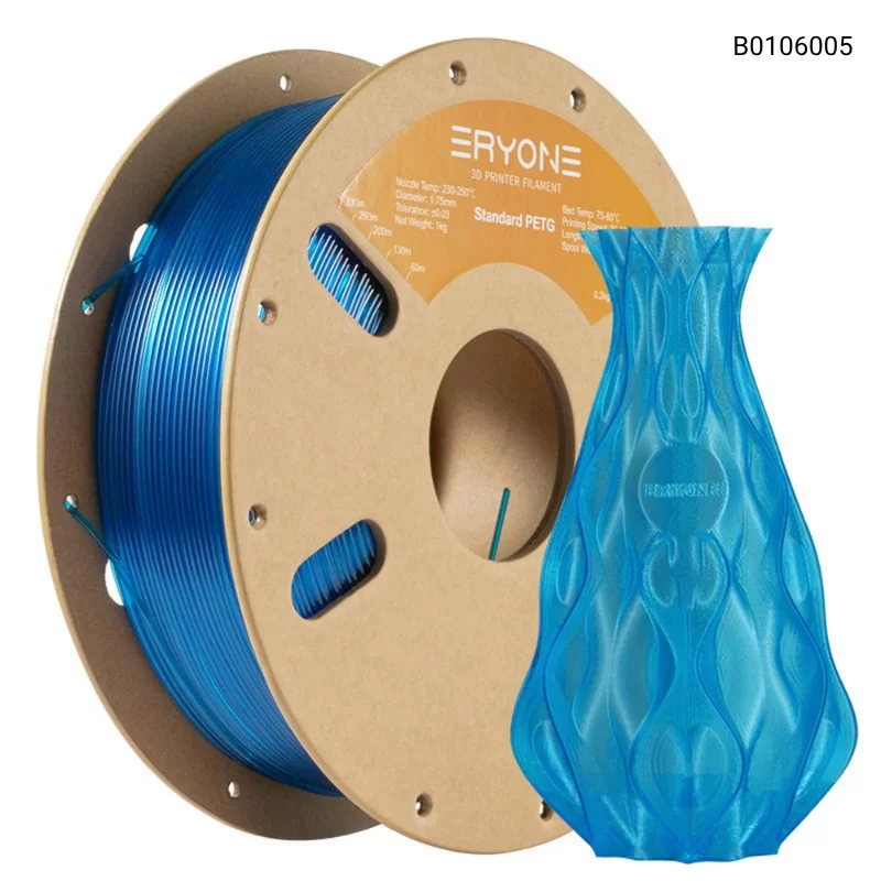 Пластик для 3D принтера Eryone PETG 1.75mm, 1KG/roll, Цвет Transparent Blue