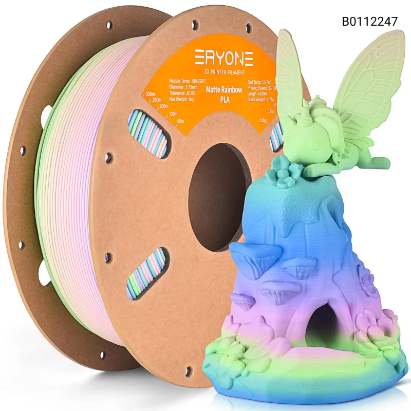 Пластик для 3D принтера Eryone Matte PLA Rainbow 1.75mm, 1KG/roll, Цвет Watercolor