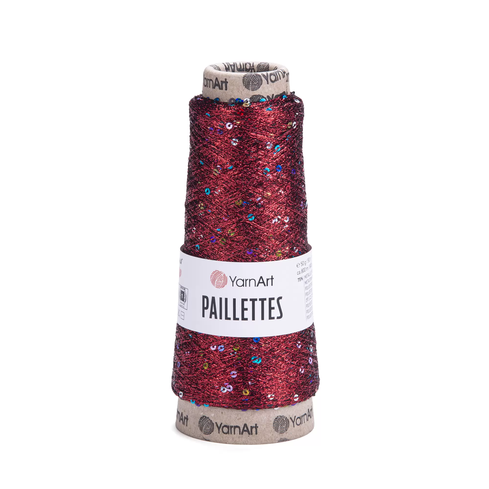 Пайетки на люрексе Yarnart Paillettes, 8006 Красный с мульти пайеткой
