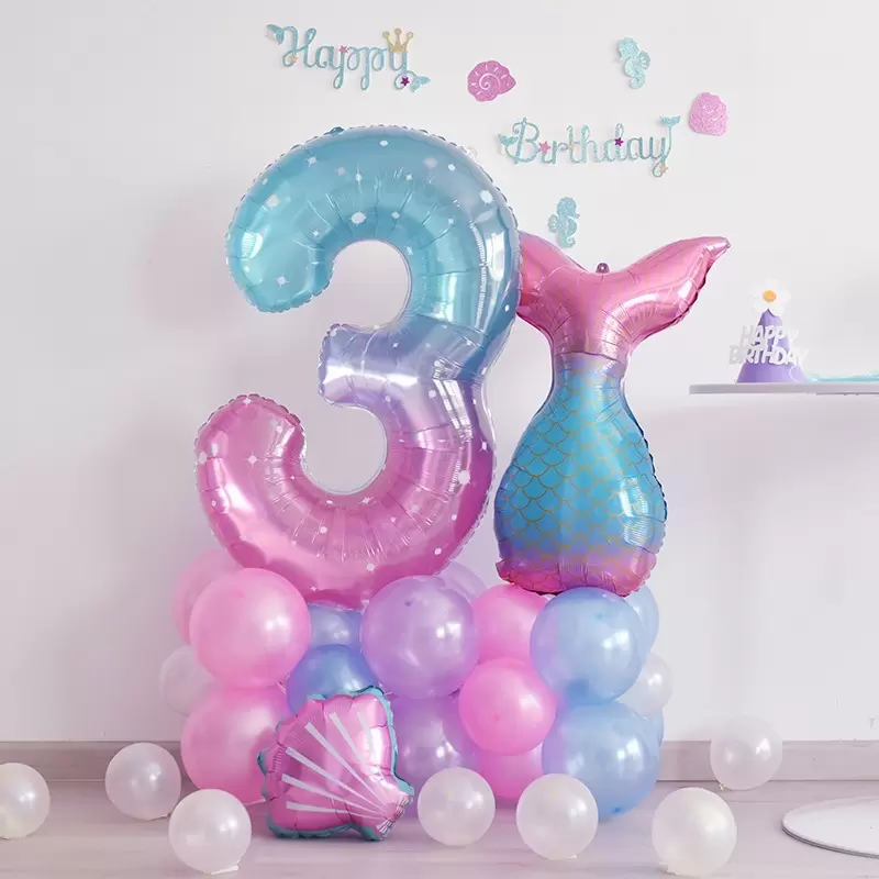 Шар с гелием (34''/86 см) Цифра, 3 Нежные искры, Цвет Розовый, Градиент