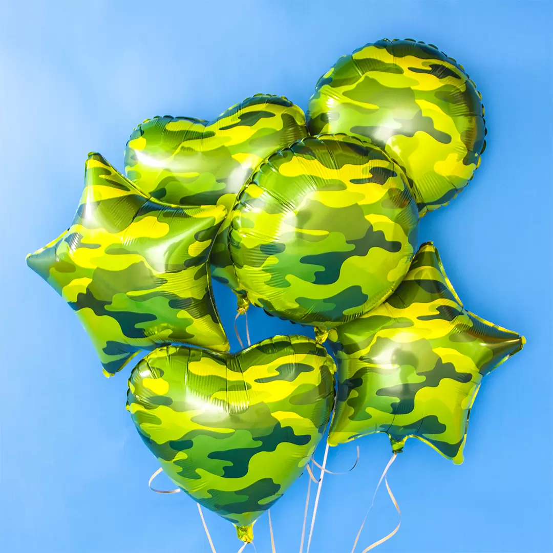 Шар с гелием (18''/46 см) Звезда, Камуфляж, 1 шт.