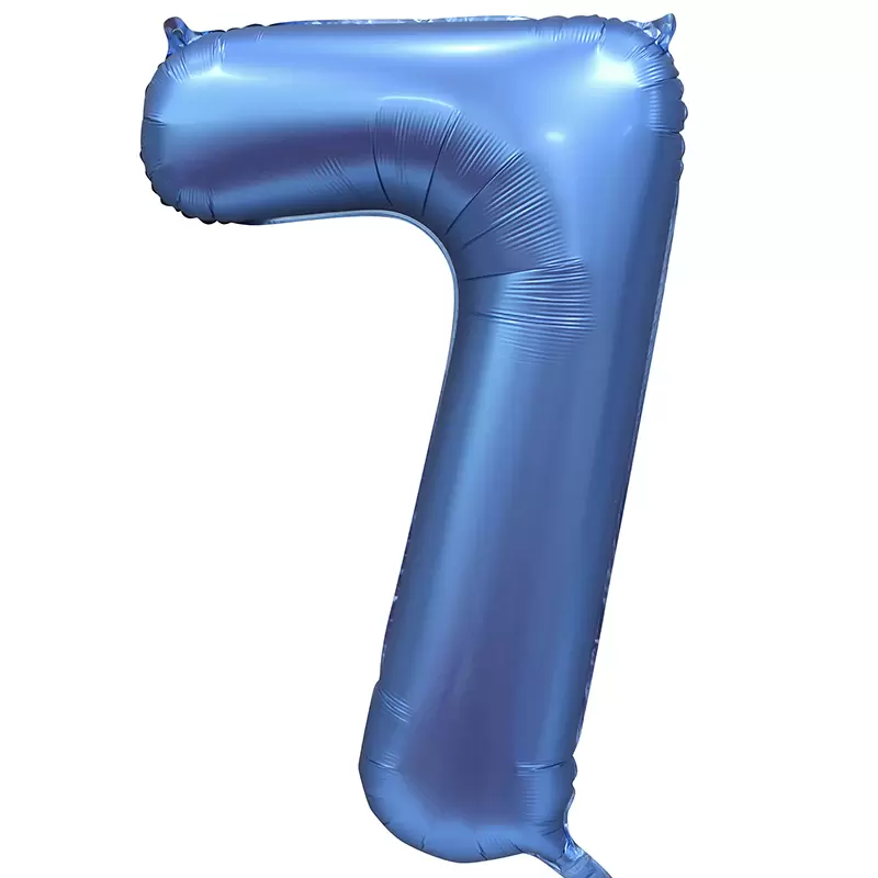 Шар с гелием (34''/86 см) Цифра, 7, Цвет Синий, Сатин