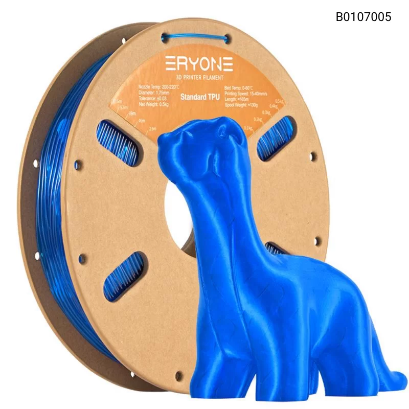 Пластик для 3D принтера Eryone TPU （95A）1.75mm, 0.5KG/roll, Цвет Transparent Blue