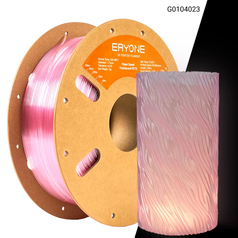 Пластик для 3D принтера Eryone Hyper Speed Translucent PETG 1.75mm,1KG, Цвет Pink