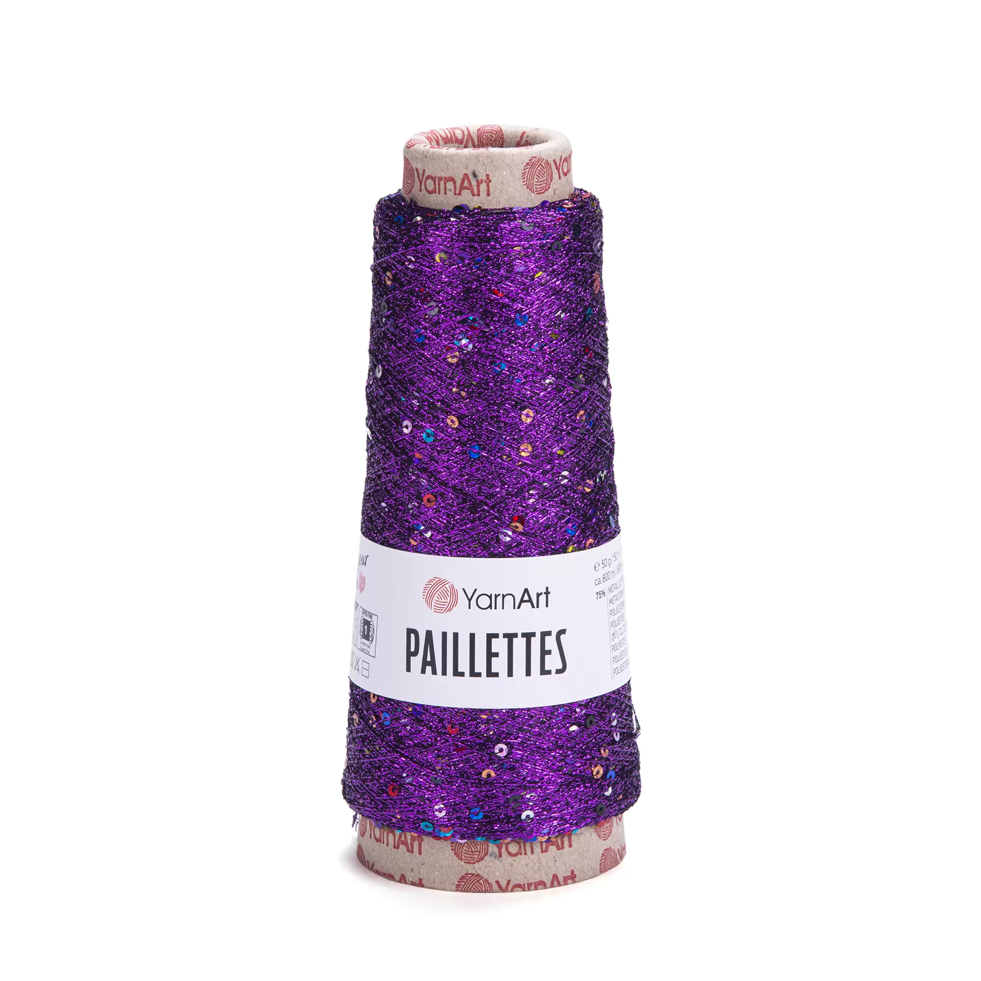 Пайетки на люрексе Yarnart Paillettes, 8009 Фиолетовый с мульти пайеткой