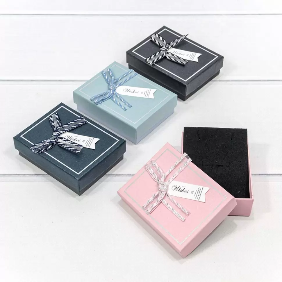 Коробка Прямоугольная 9*7*2,7 с бантиком, Микс 91103/10