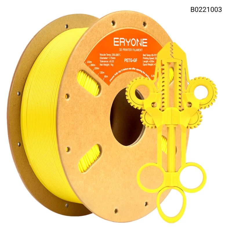 Пластик для 3D принтера Eryone Glass Fiber PETG 1.75mm, 1KG/roll, Цвет Yellow