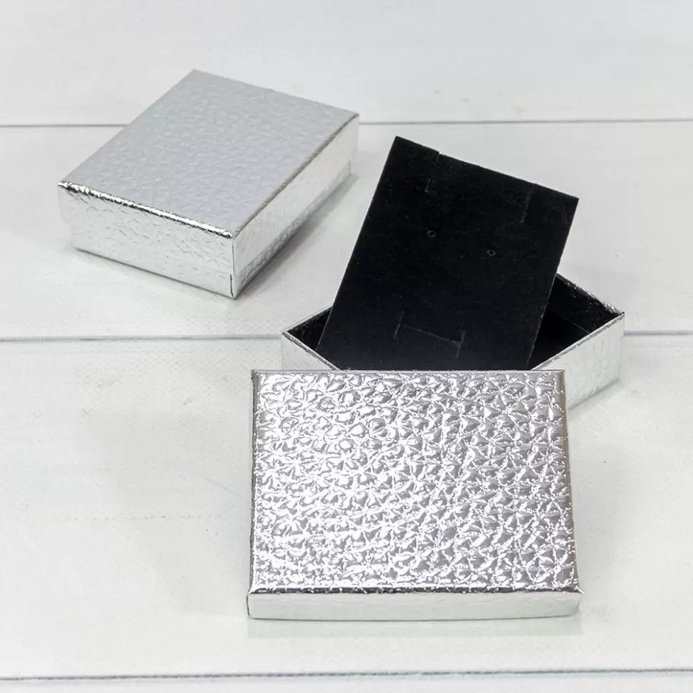 Коробка Прямоугольная 9*7*3 "Кожа крокодила" Серебряный, 62679/4