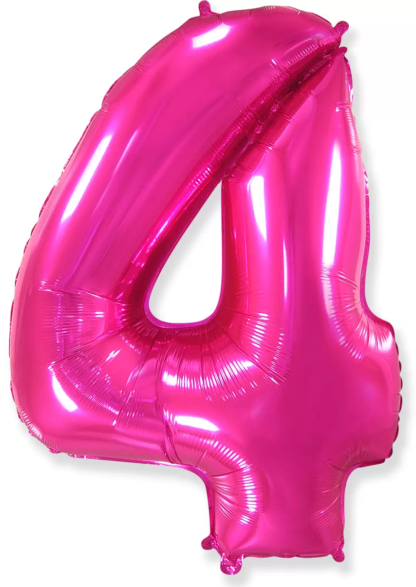 Шар с гелием (40"/102 см) Цифра, 4, Фуше