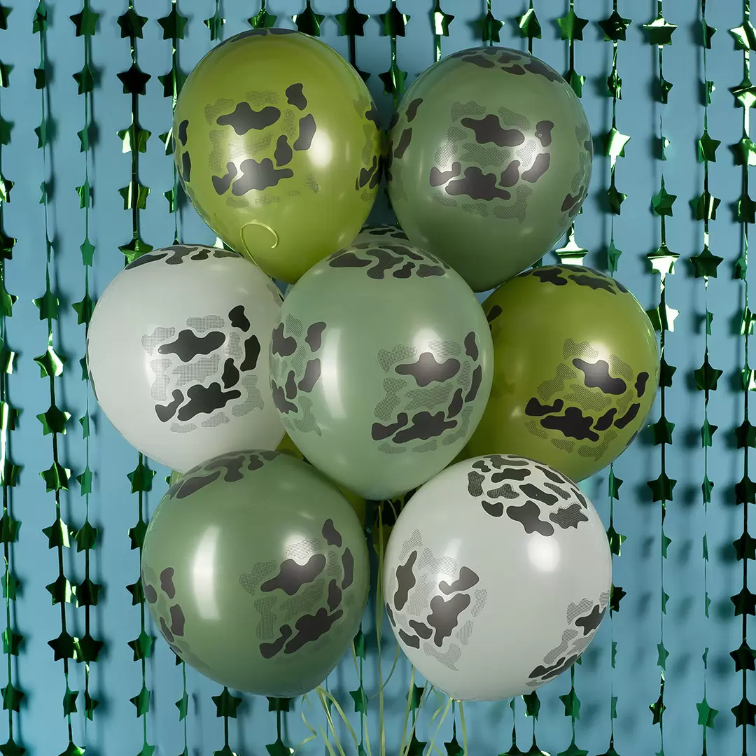 Шар с гелием (12''/30 см) Камуфляж, Ассорти, пастель, 5 сторон