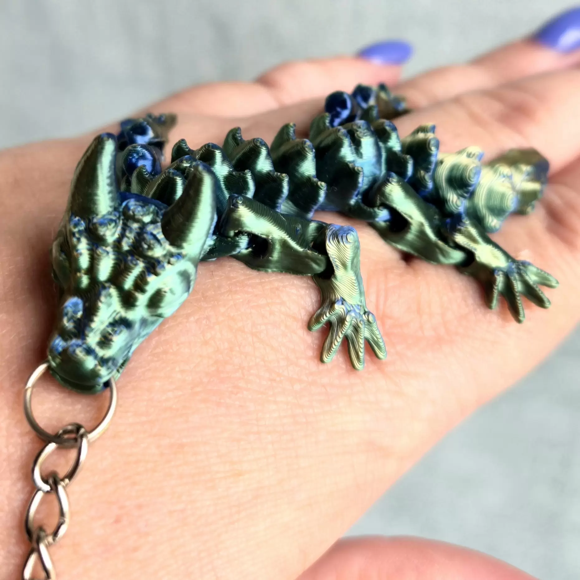 3Д Брелок Дракончик флекси 9,5х4см, Golden/Green/Blue