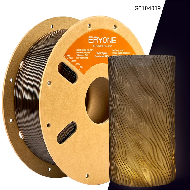 Пластик для 3D принтера Eryone Hyper Speed Translucent PETG 1.75mm,1KG, Цвет Smoky