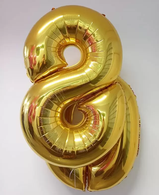 Шар с гелием (40"/102 см) Цифра, 8, Золото