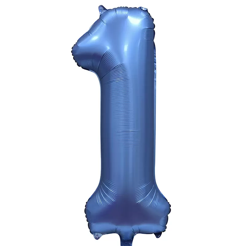 Шар с гелием (34''/86 см) Цифра, 1, Цвет Синий, Сатин