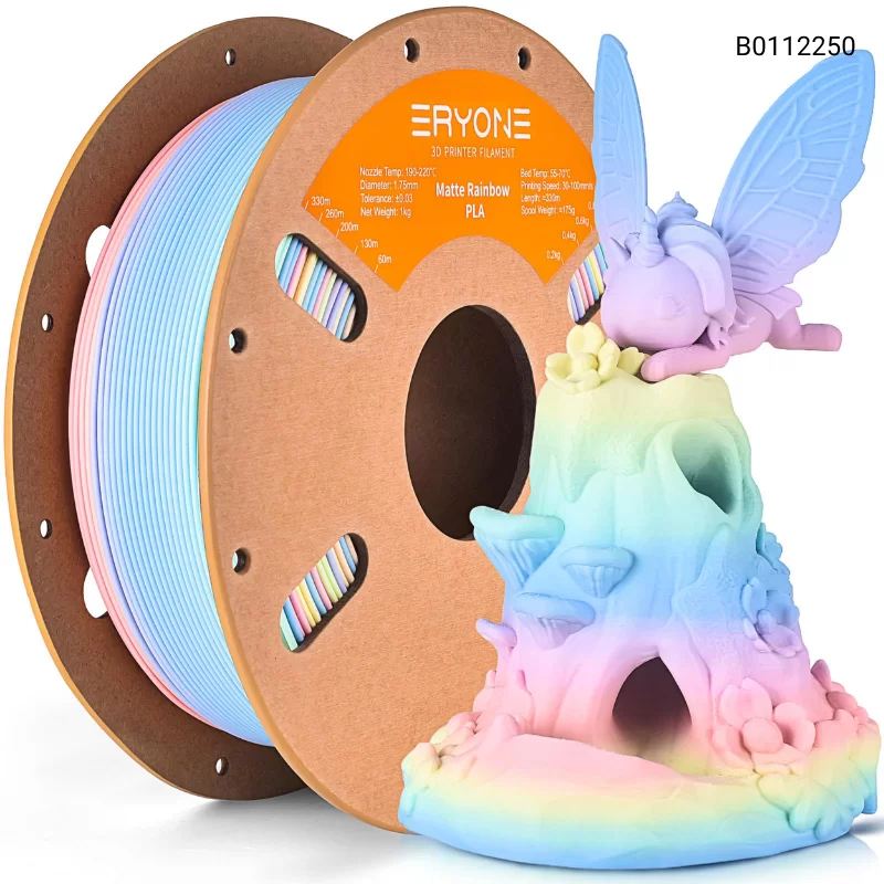 Пластик для 3D принтера Eryone Matte PLA Rainbow 1.75mm, 1KG/roll, Цвет Macaron