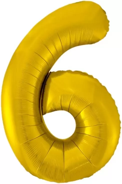 Шар с гелием (34"/86 см) Цифра, 6, Золото