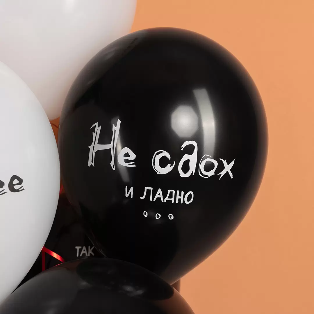 Шар с гелием  (12''/30 см) Так себе праздник ..., Черный/Белый, пастель, 2 ст
