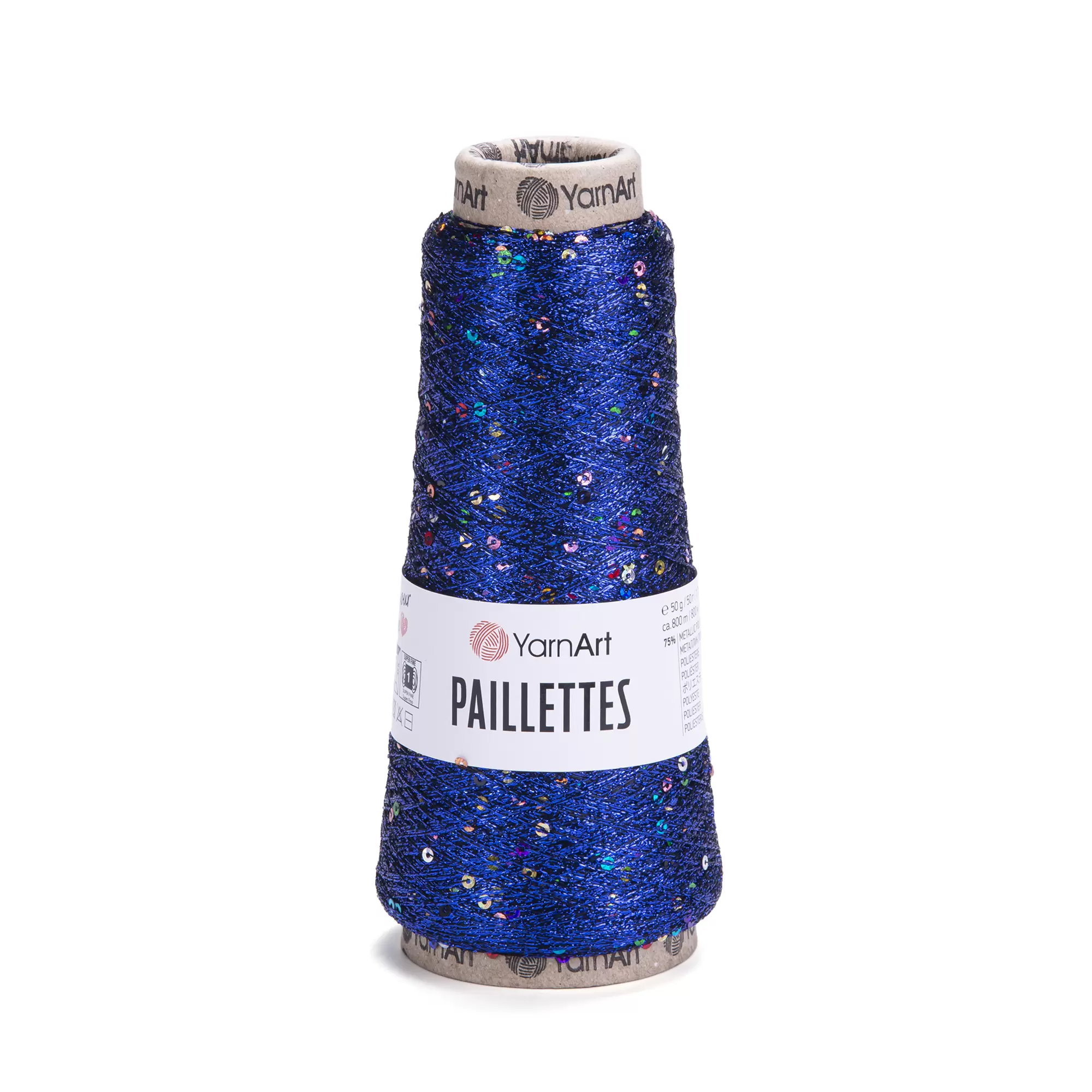 Пайетки на люрексе Yarnart Paillettes, 8008 Синий с мульти пайеткой