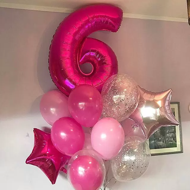 Шар с гелием (40"/102 см) Цифра, 6, Фуше,