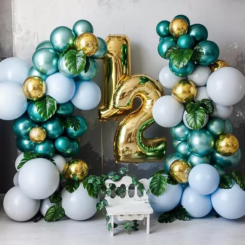 Шар с гелием (12''/30 см) Зеленый, хром