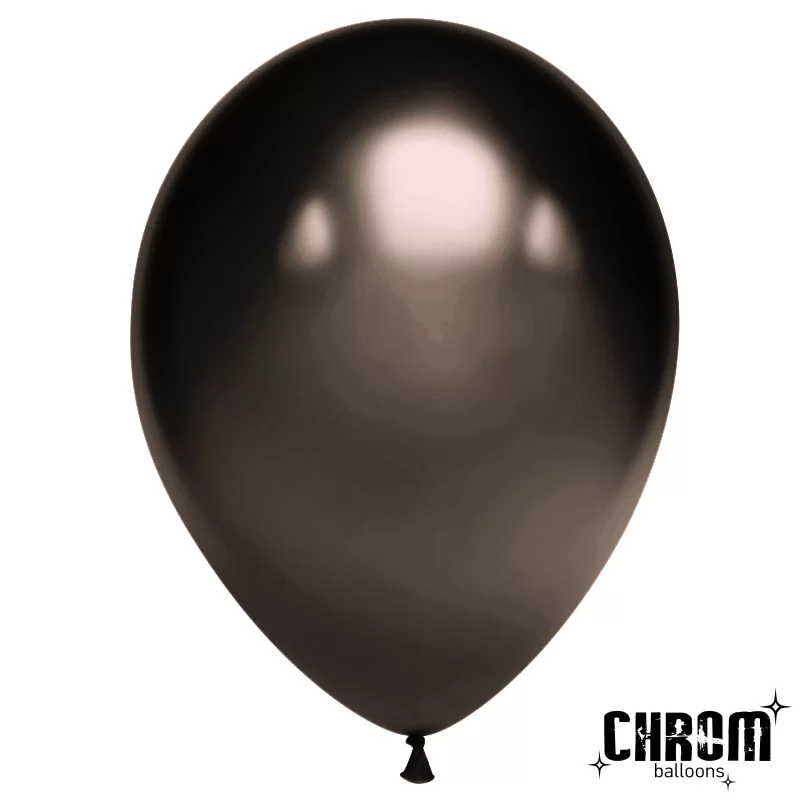 Шар с гелием (12''/30 см) Черный графит, хром