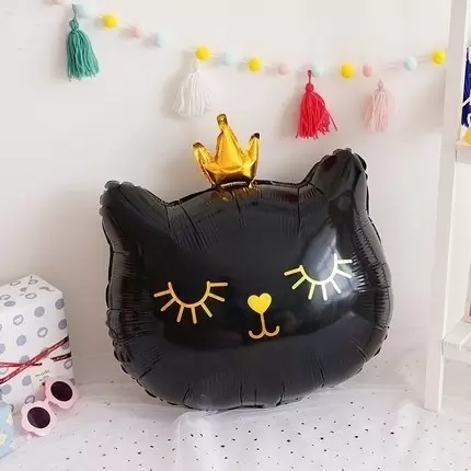 Шар с гелием (22''/56 см) Фигура, Котенок Принцесса, Цвет Черный