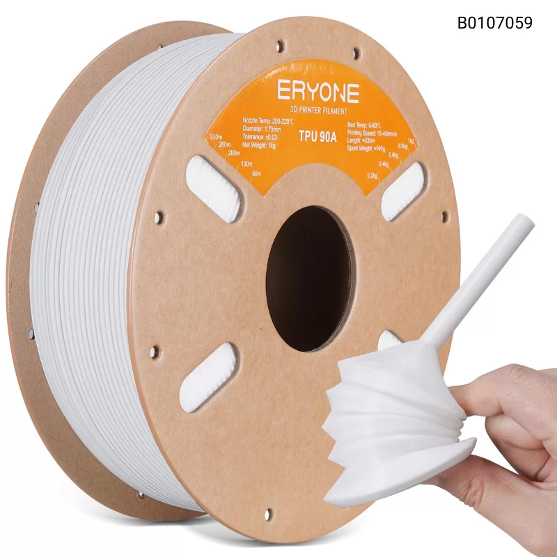 Пластик для 3D принтера Eryone TPU (90A) 1.75mm, 1KG/roll, Цвет White