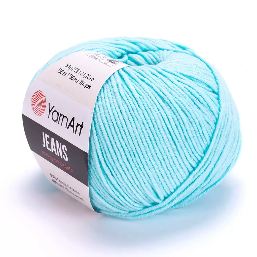 Пряжа Yarnart JEANS цвет 76 Светло-Бирюзовый