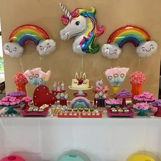 Шар с гелием (41''/104 см) Фигура, Голова, Радужный Единорог