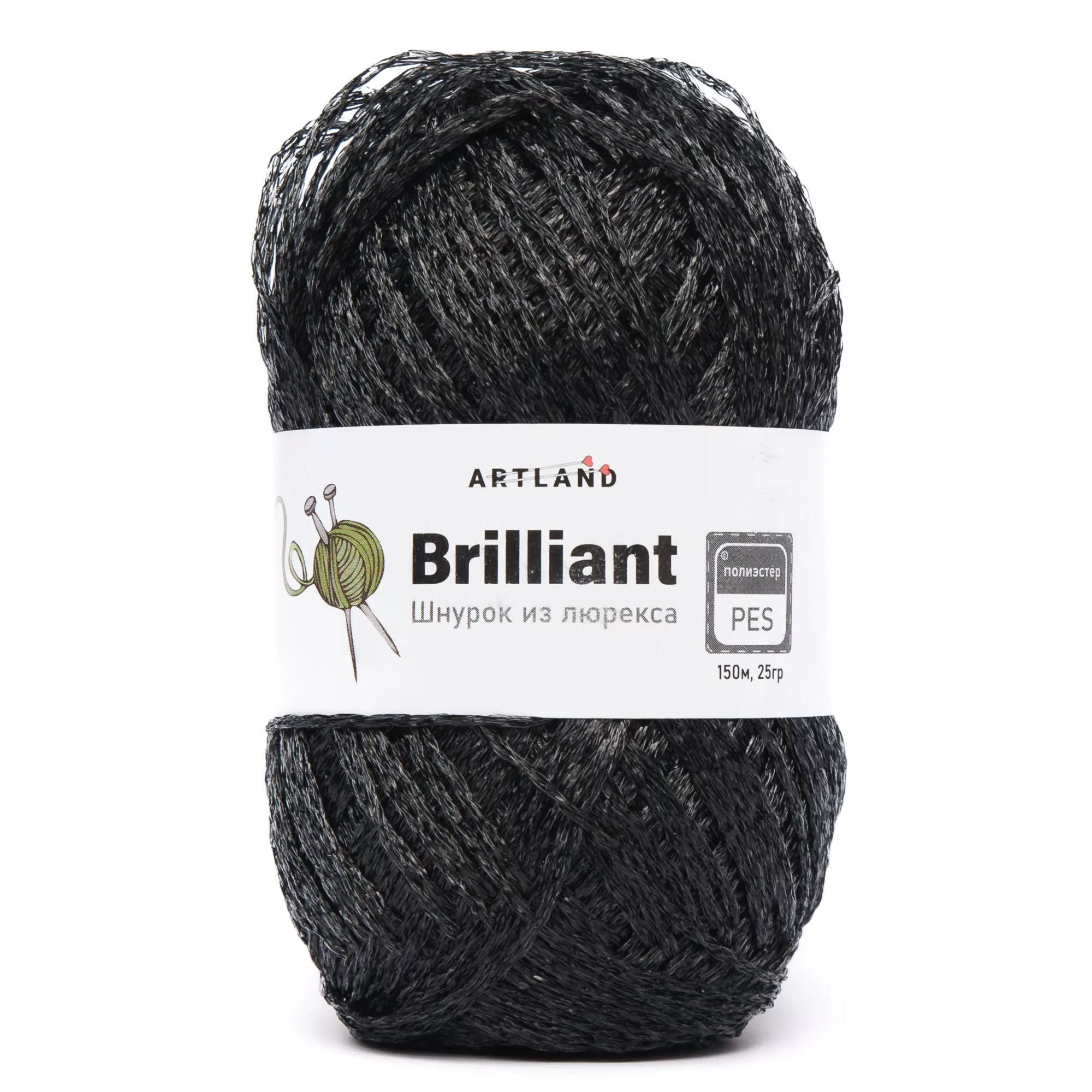 Пряжа Шнурок из люрекса 25г/150м ARTLAND  3842 Черный
